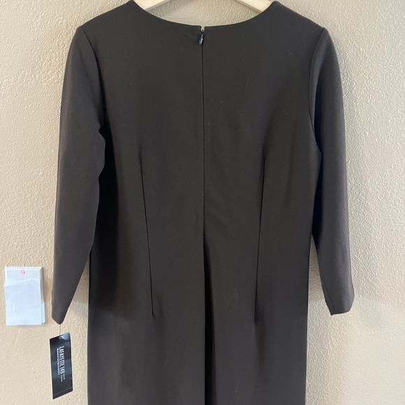 NEW Lafayette 143 New York brown 3/4 sleeve sheath Dress - Picture 8 of 8